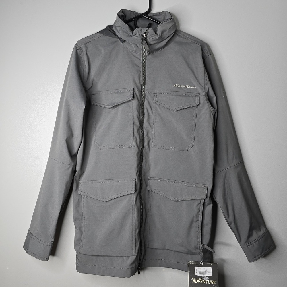 EDDIE BAUER Mens TRAVEX Gray Sz Small Full Zip Jacket Lightweight Travel Outdoor